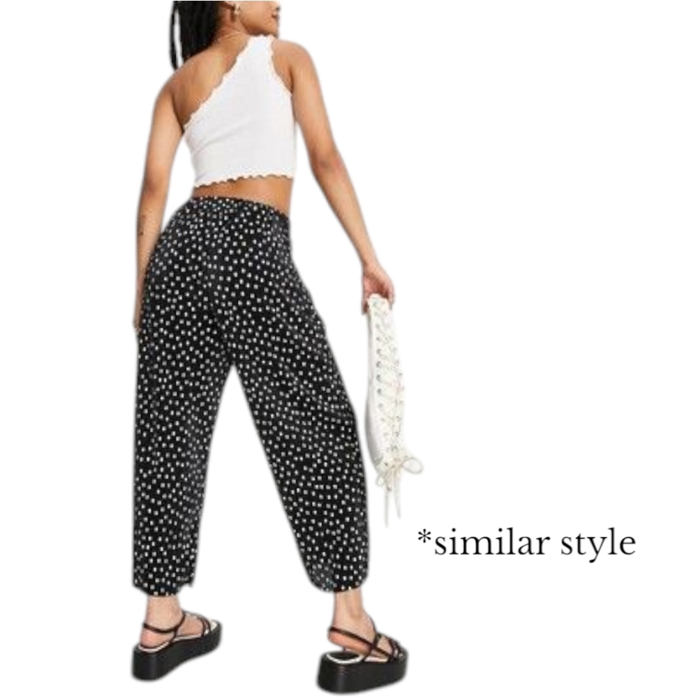🖤⚪ Shannon Passero Rayon Nylon Ankle Tie Pull On Pant w/ Patch Pockets, M